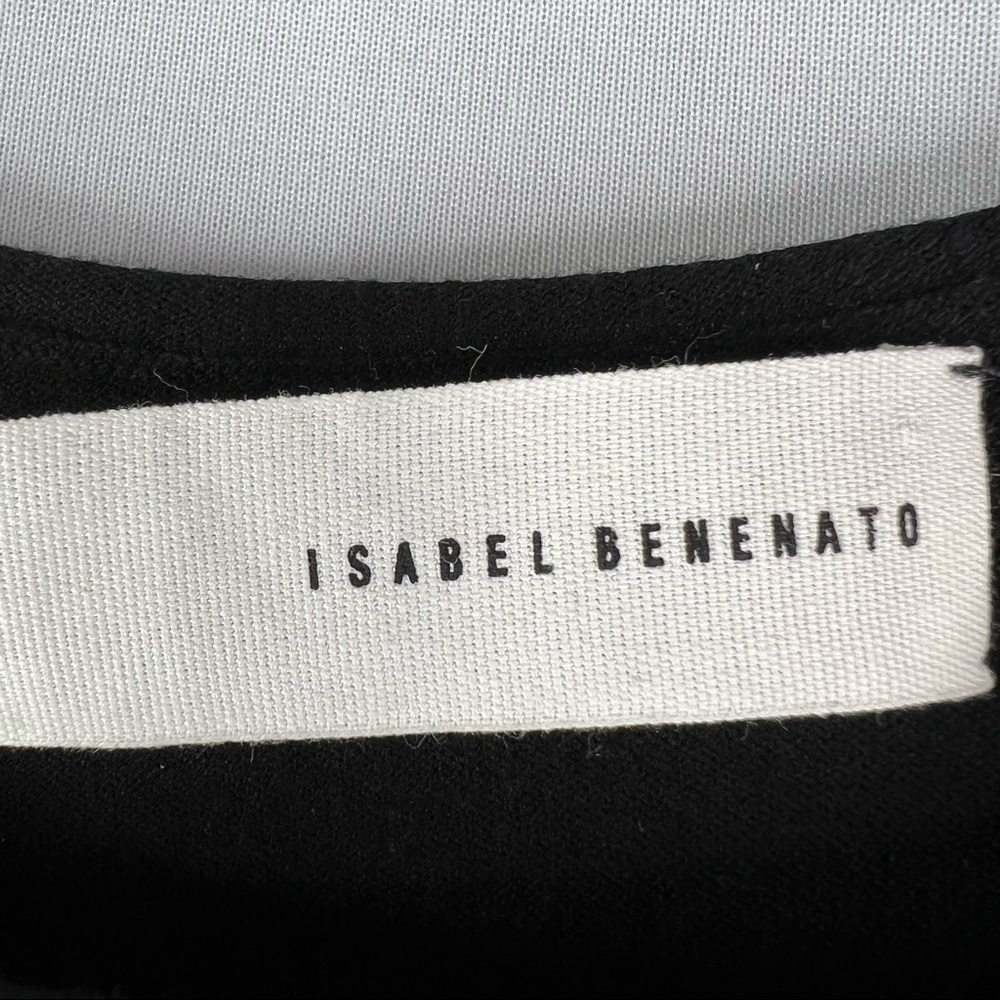 Isabel Benenato Black One Sleeve Sweater Top Asymmetrical Tie Side Crewneck 46 - Picture 3 of 5